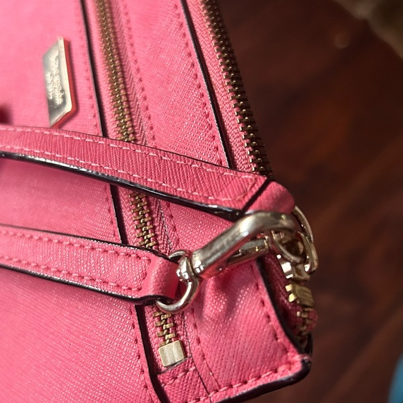 Kate Spade Rose Pink Double Zip Saffiano Wristlet wallet - Picture 4 of 7